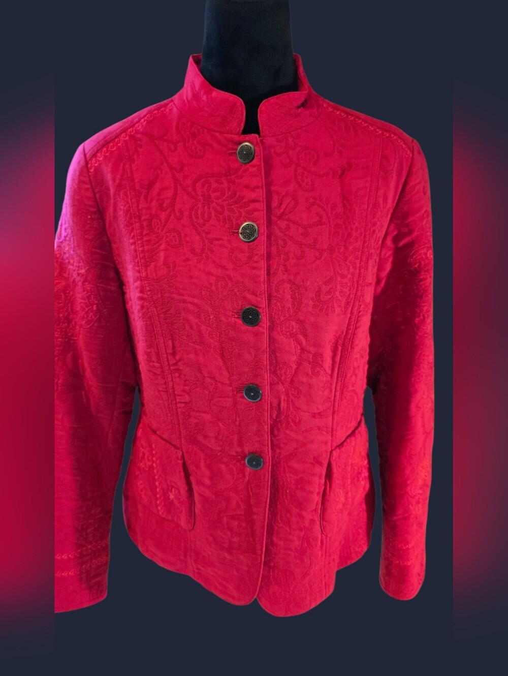 Coldwater Creek Red Embossed Jacket 12
